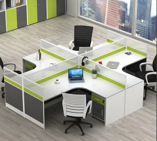 Office desk furniture, staff desk, about 4 people-vlefooena