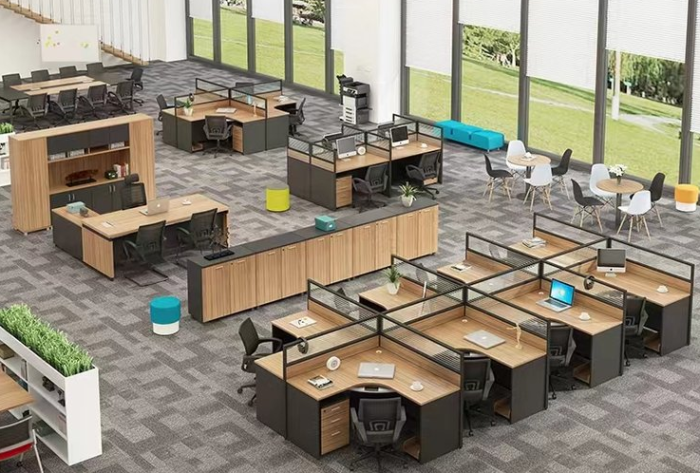 Simple combination of work desks and chairs-vlefooena
