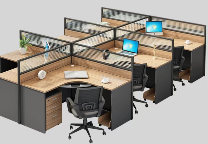 Simple combination of work desks and chairs-vlefooena