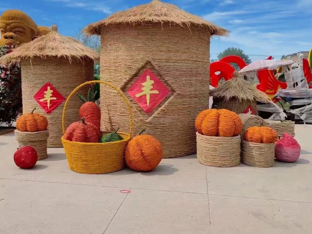 Large-Scale Panda Straw Statue for Tourist Attraction & Garden Decor – Factory Direct Export-vlefooena