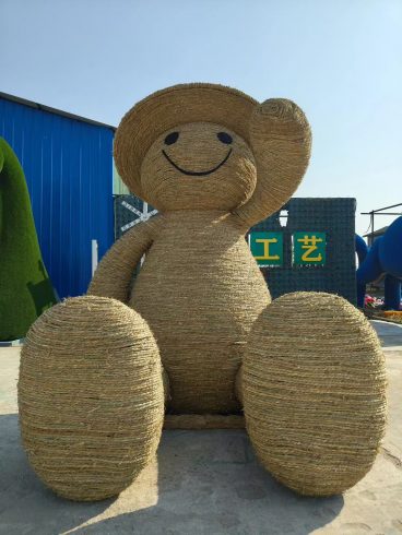 Customizable Handmade Giant Panda Straw Art for Amusement Park Landscape Design-vlefooena